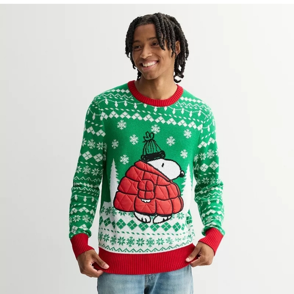 Green and Red Snoopy Christmas Sweater